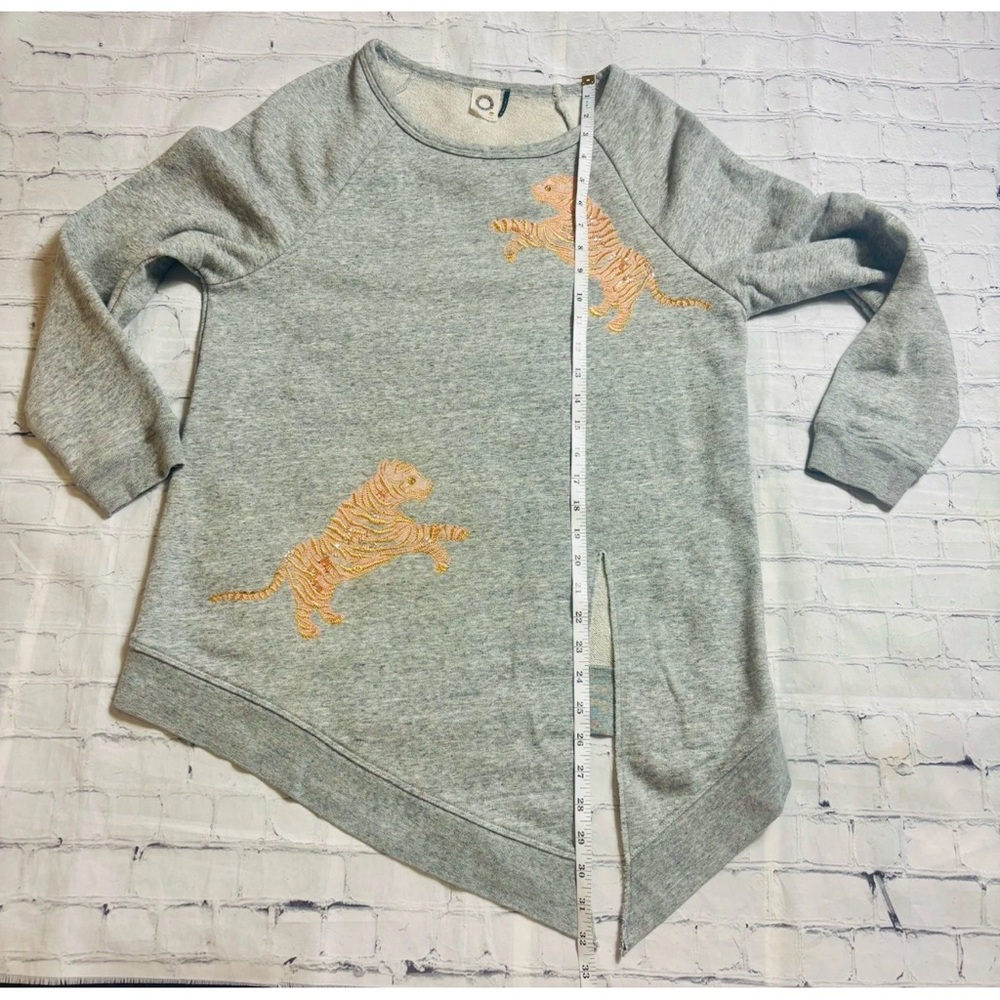 Anthropologie Akemi+Kin Gray Orange Sweatshirt Top Cotton Blend Size XS - Picture 11 of 14